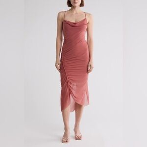 NWOT AllSaints Ulla Mesh Midi  Slip Dress in Rich Pink 4